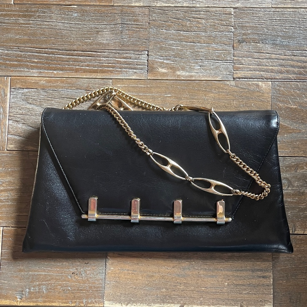 Vintage Susan Gail Leather Envelope Clutch Handbag🖤